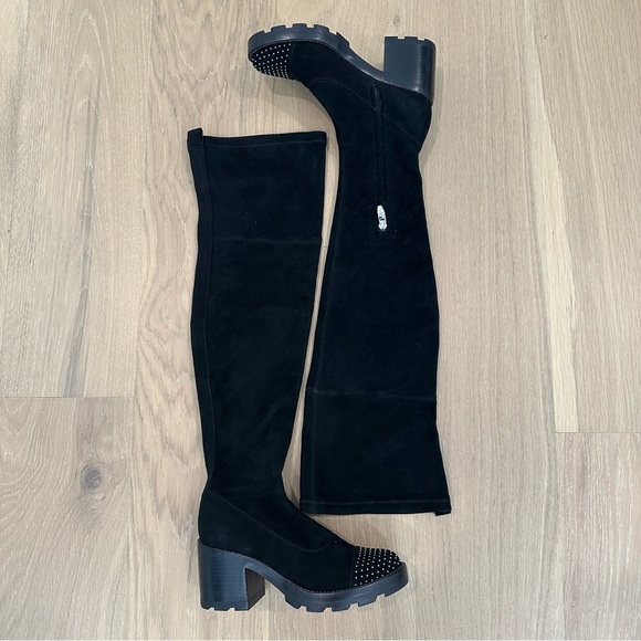 Sigerson Morrison Gemma Boot Over the Knee Suede Black Whimsigoth Gothic Gremlin - Picture 2 of 16